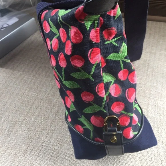 Tory Burch Navy and Cherry Print Satchel